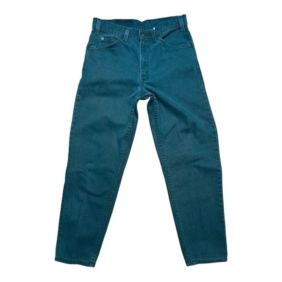 VTG 90s Levi's 505 Forest Green 31x29 Orange‎ Tab Tapered Denim Jeans Pants USA - Picture 1 of 10
